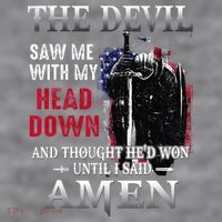 Devil Saw Me With My Head Thought Hed Won Until I Said Amen Women's Racerback Cropped Tank thumb 2
