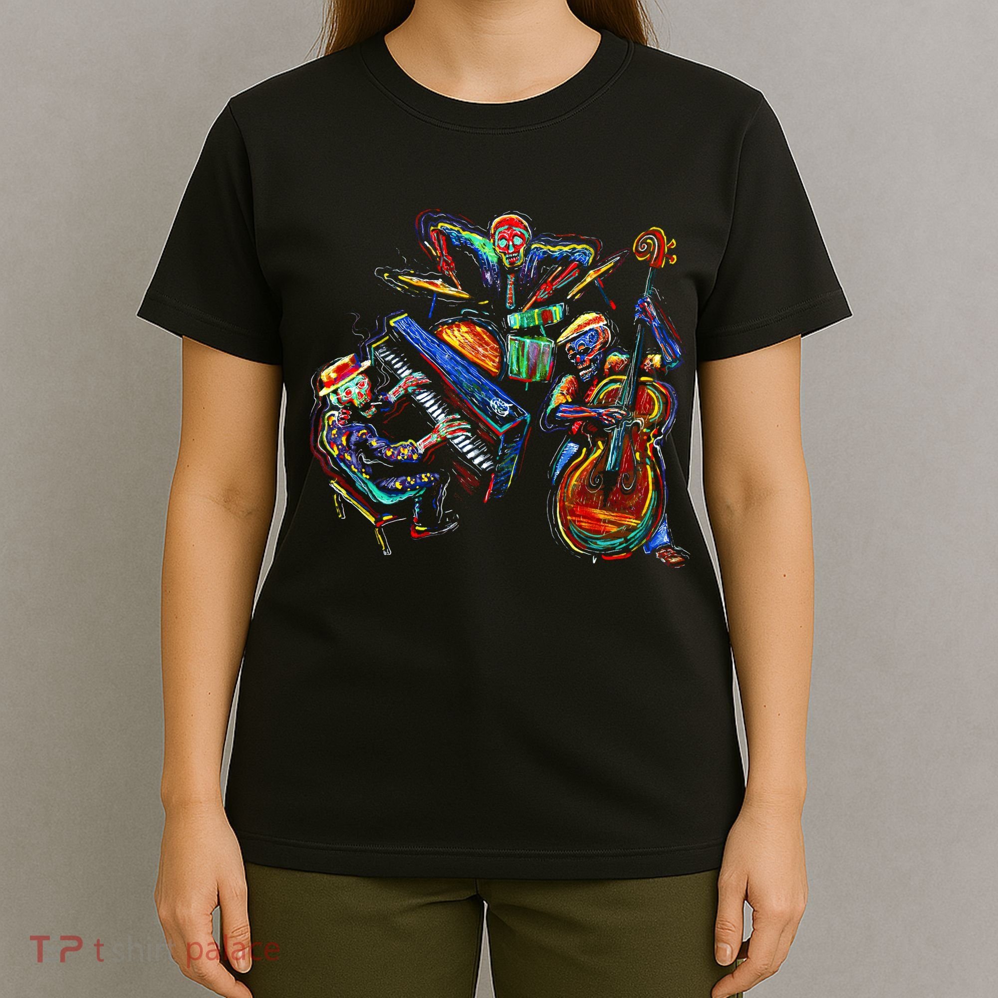 Dancing Skeleton Music Band T-Shirt