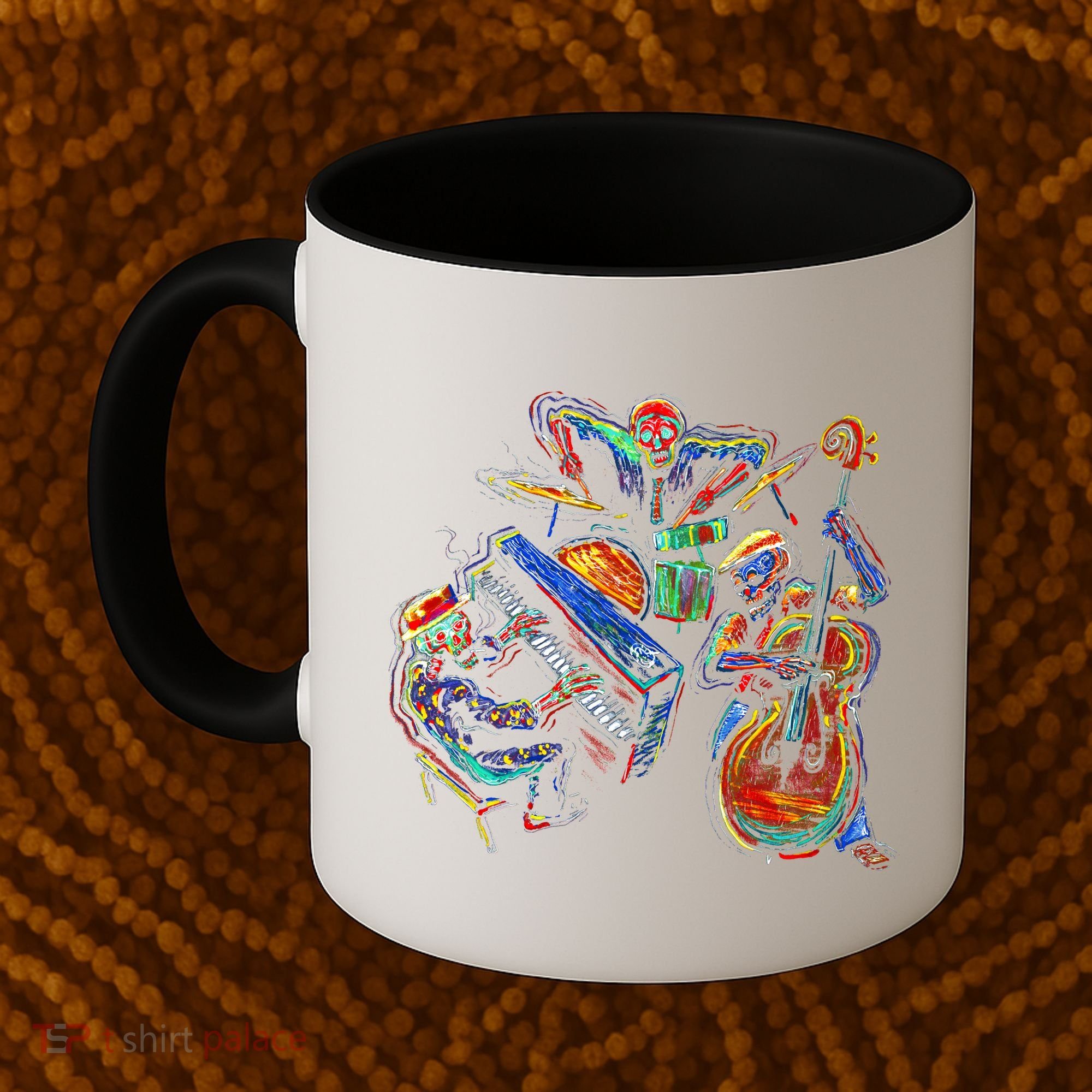 Dancing Skeleton Music Band Coffee Mug