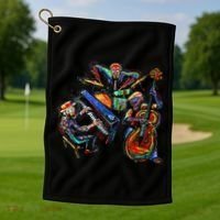 Dancing Skeleton Music Band Golf Towel thumb 1
