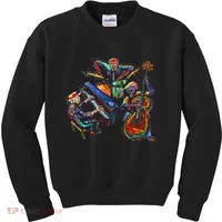 Dancing Skeleton Music Band Kids Sweatshirt thumb 0
