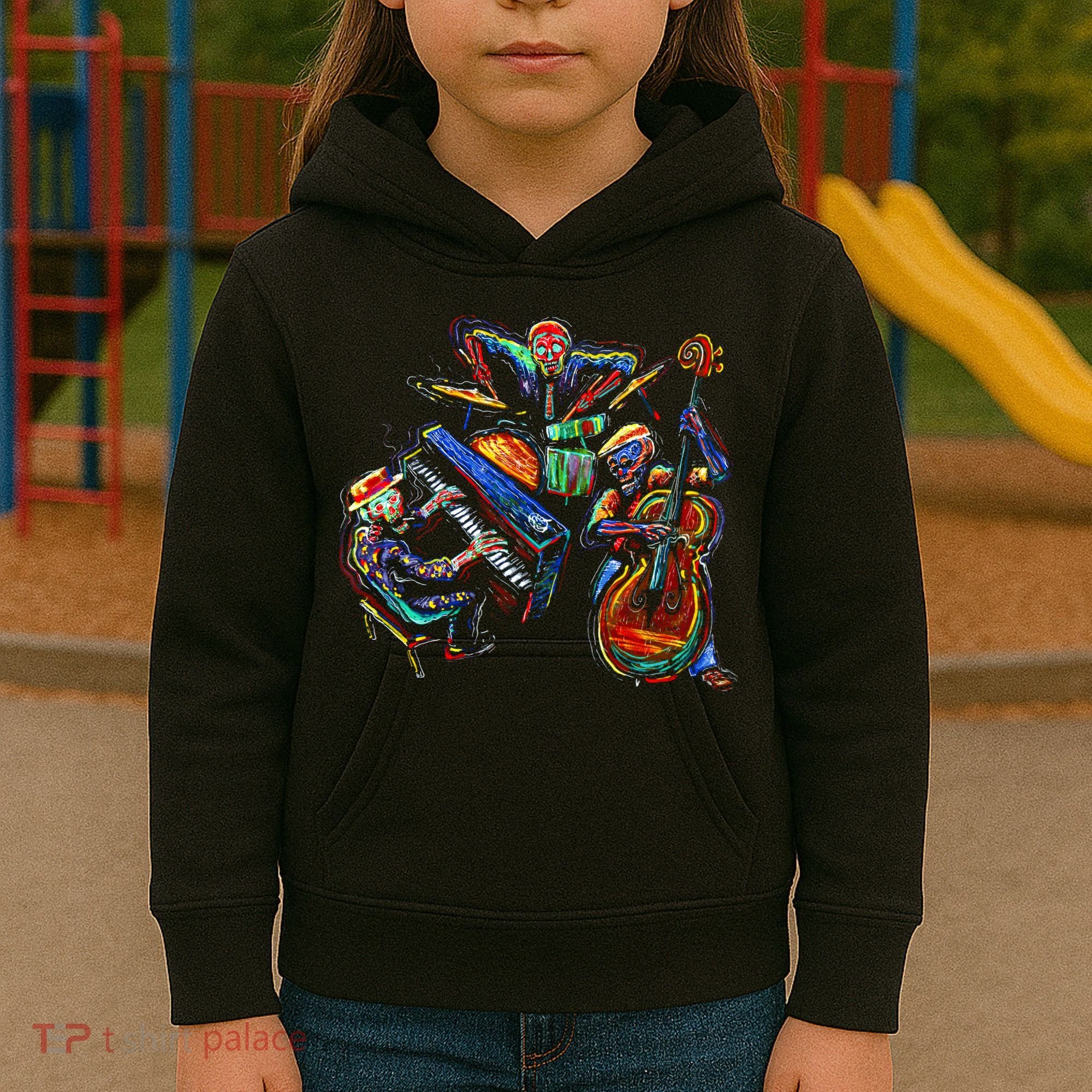 Dancing Skeleton Music Band Kids Hoodie