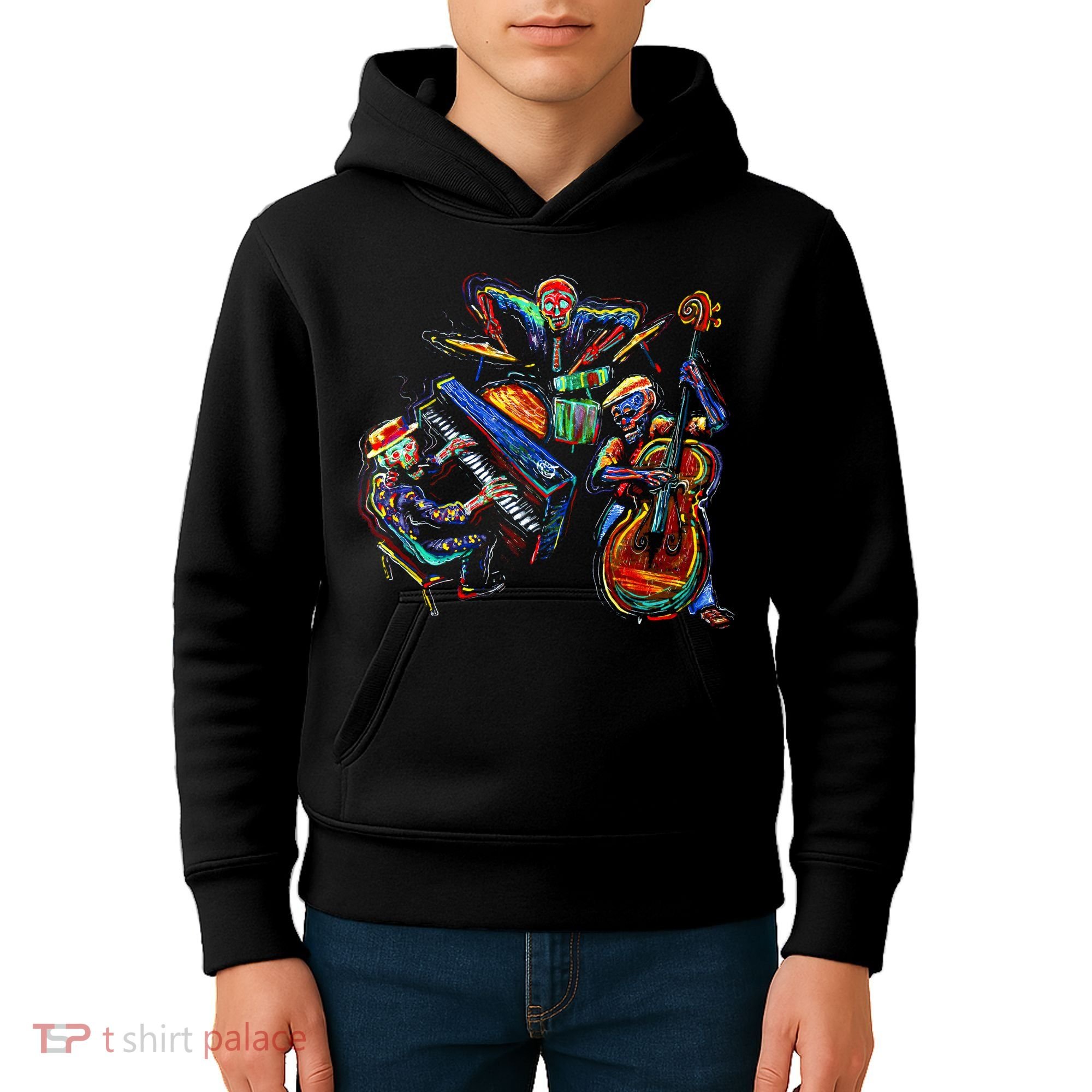 Dancing Skeleton Music Band Kids Hoodie