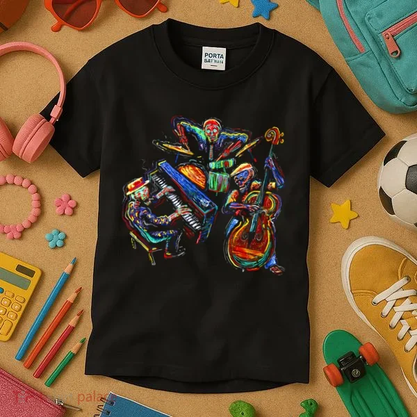 Dancing Skeleton Music Band Kids T-Shirt