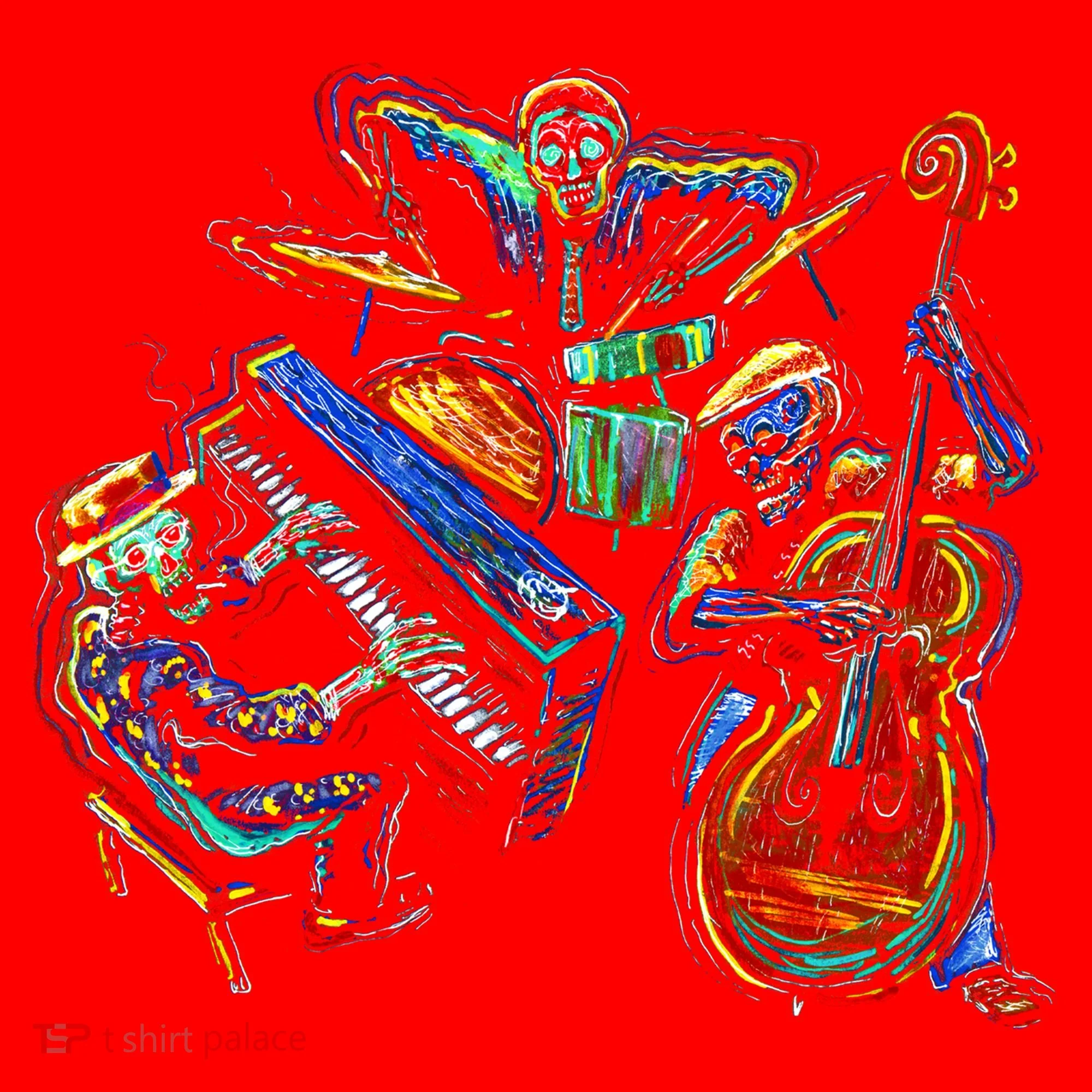 Dancing Skeleton Music Band Santa Hat