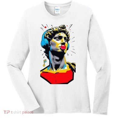 David Statue Michelangelo Motivational Renaissance Art Women's Long Sleeve Shirt