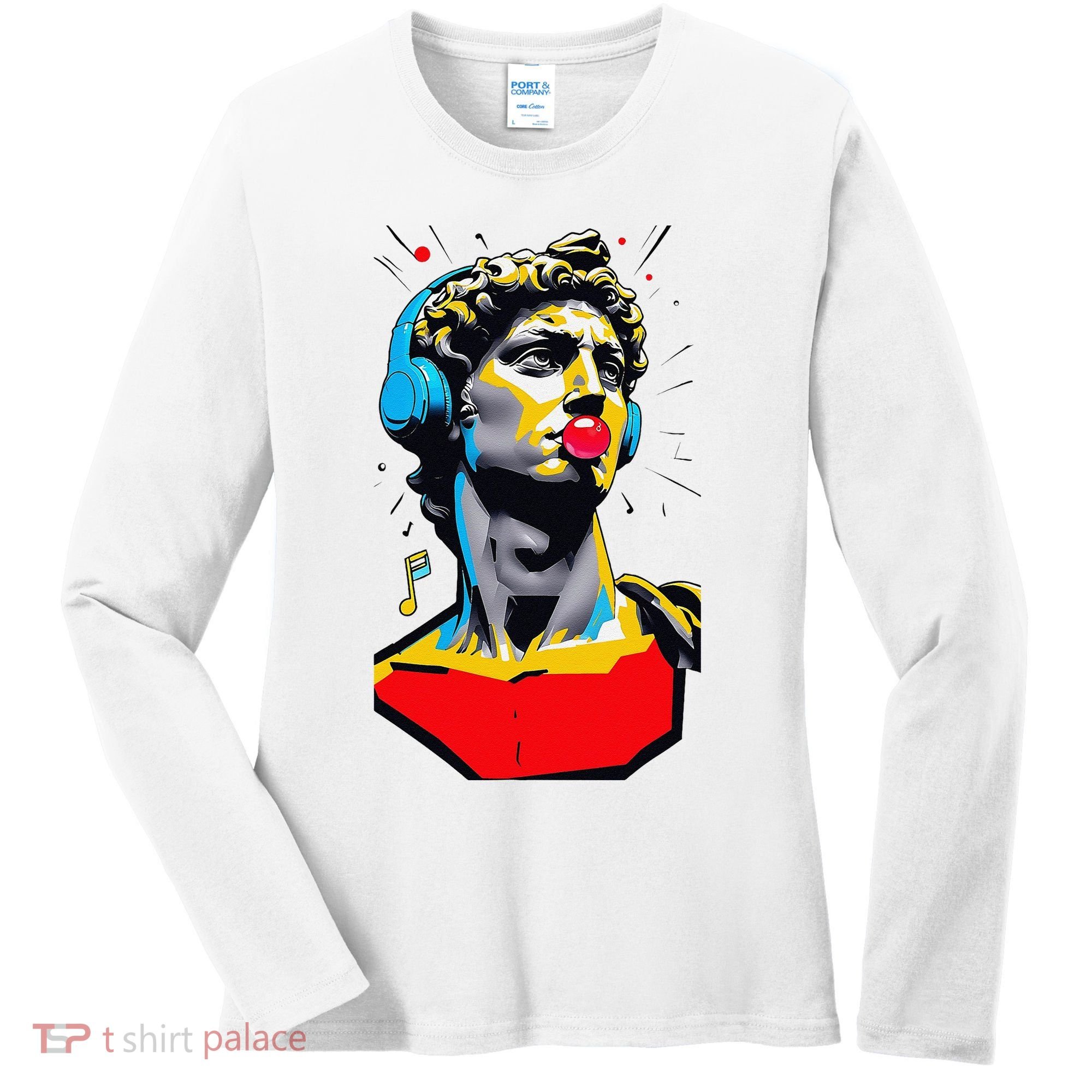 David Statue Michelangelo Motivational Renaissance Art Women's Long Sleeve Shirt