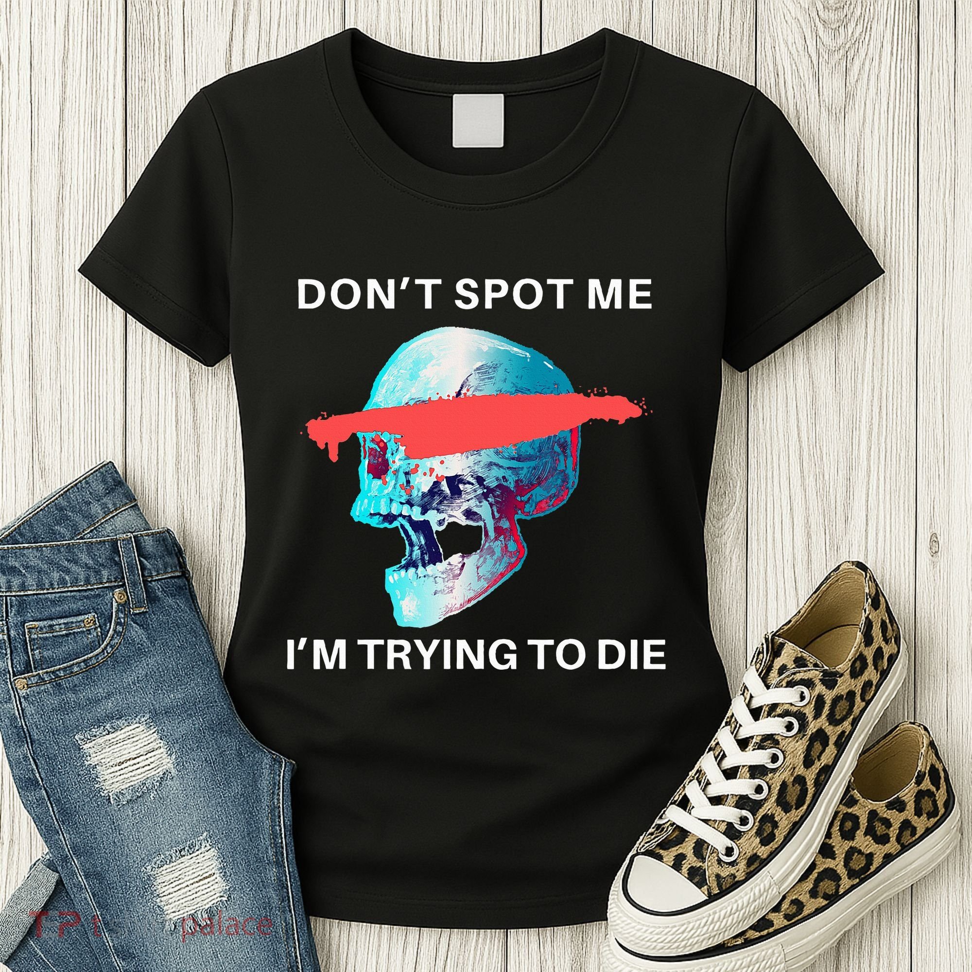 DonT Spot Me IM Trying To Die Gym Skull Pump Cover Women's T-Shirt