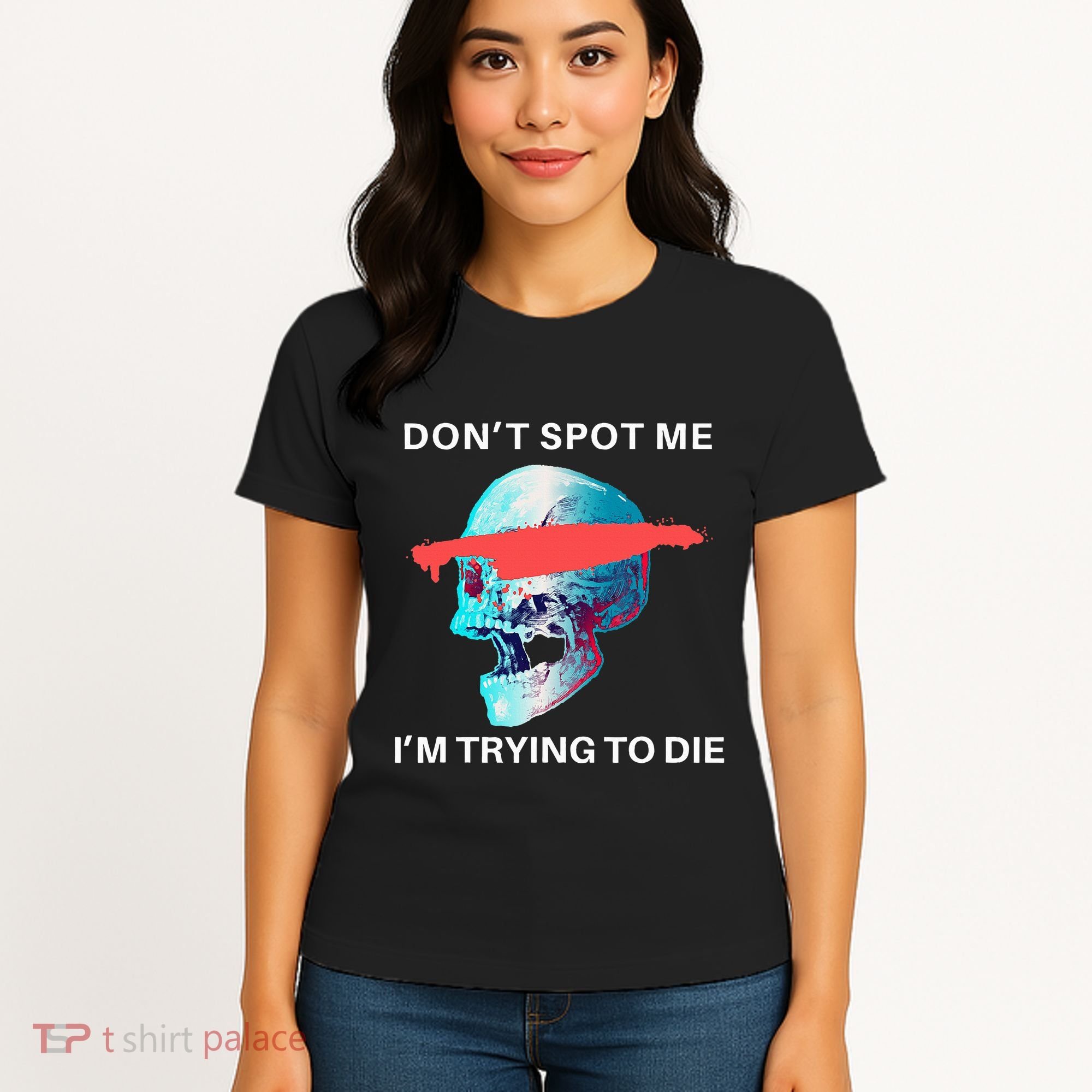 DonT Spot Me IM Trying To Die Gym Skull Pump Cover Women's T-Shirt
