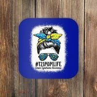 Down Syndrome Mom Life Messy Bun Down Syndrome Awareness Coaster thumb 0