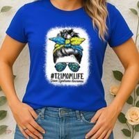 Down Syndrome Mom Life Messy Bun Down Syndrome Awareness Women's T-Shirt thumb 2