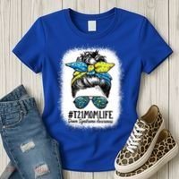 Down Syndrome Mom Life Messy Bun Down Syndrome Awareness Women's T-Shirt thumb 3