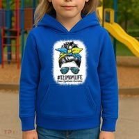 Down Syndrome Mom Life Messy Bun Down Syndrome Awareness Kids Hoodie thumb 3