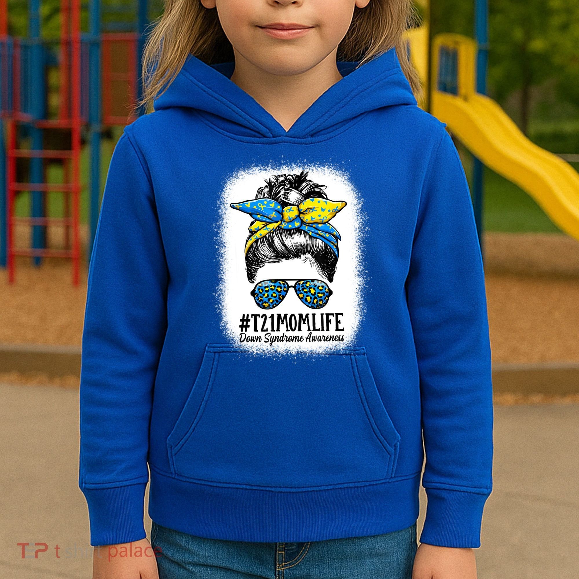 Down Syndrome Mom Life Messy Bun Down Syndrome Awareness Kids Hoodie