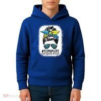 Down Syndrome Mom Life Messy Bun Down Syndrome Awareness Kids Hoodie thumb 4
