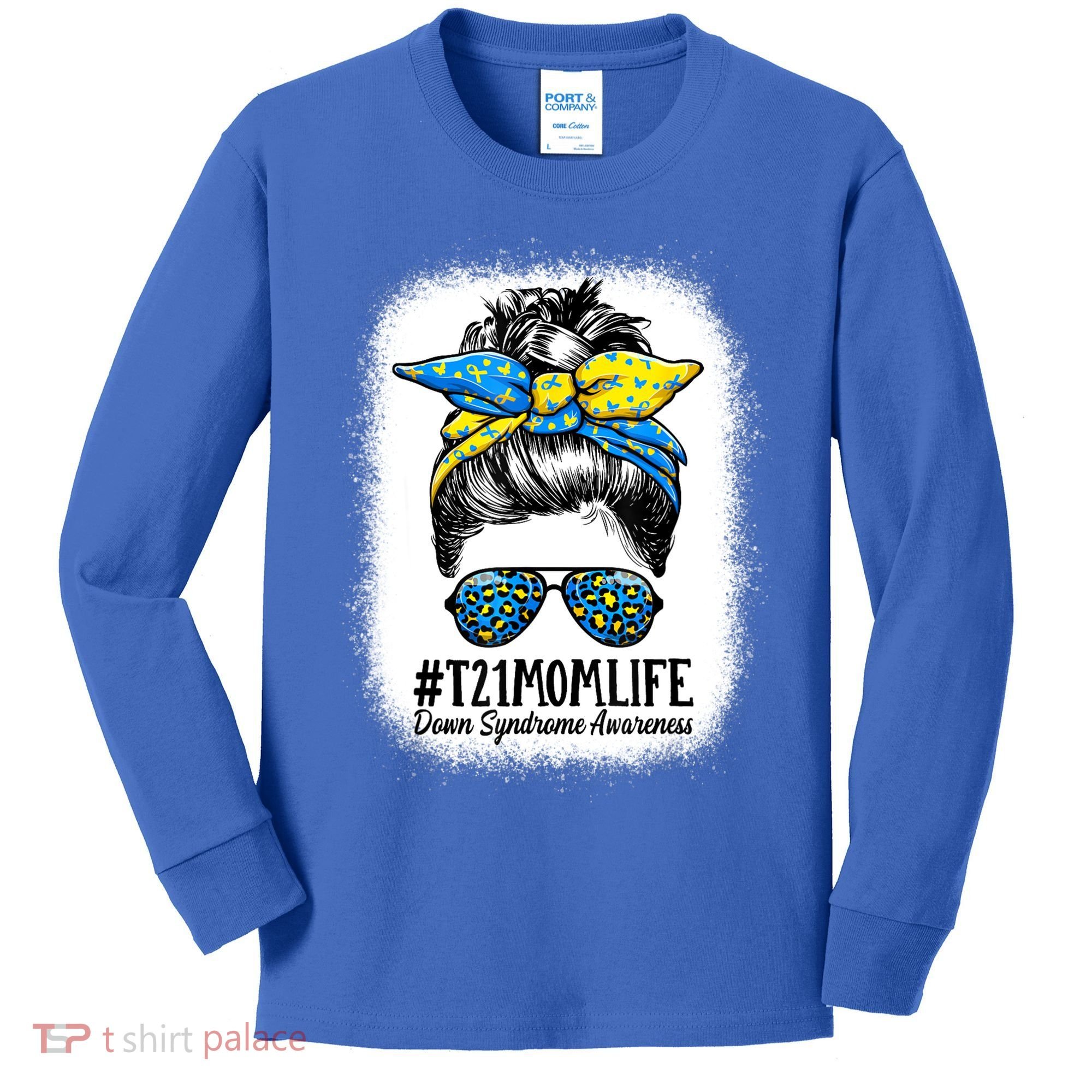 Down Syndrome Mom Life Messy Bun Down Syndrome Awareness Kids Long Sleeve Shirt