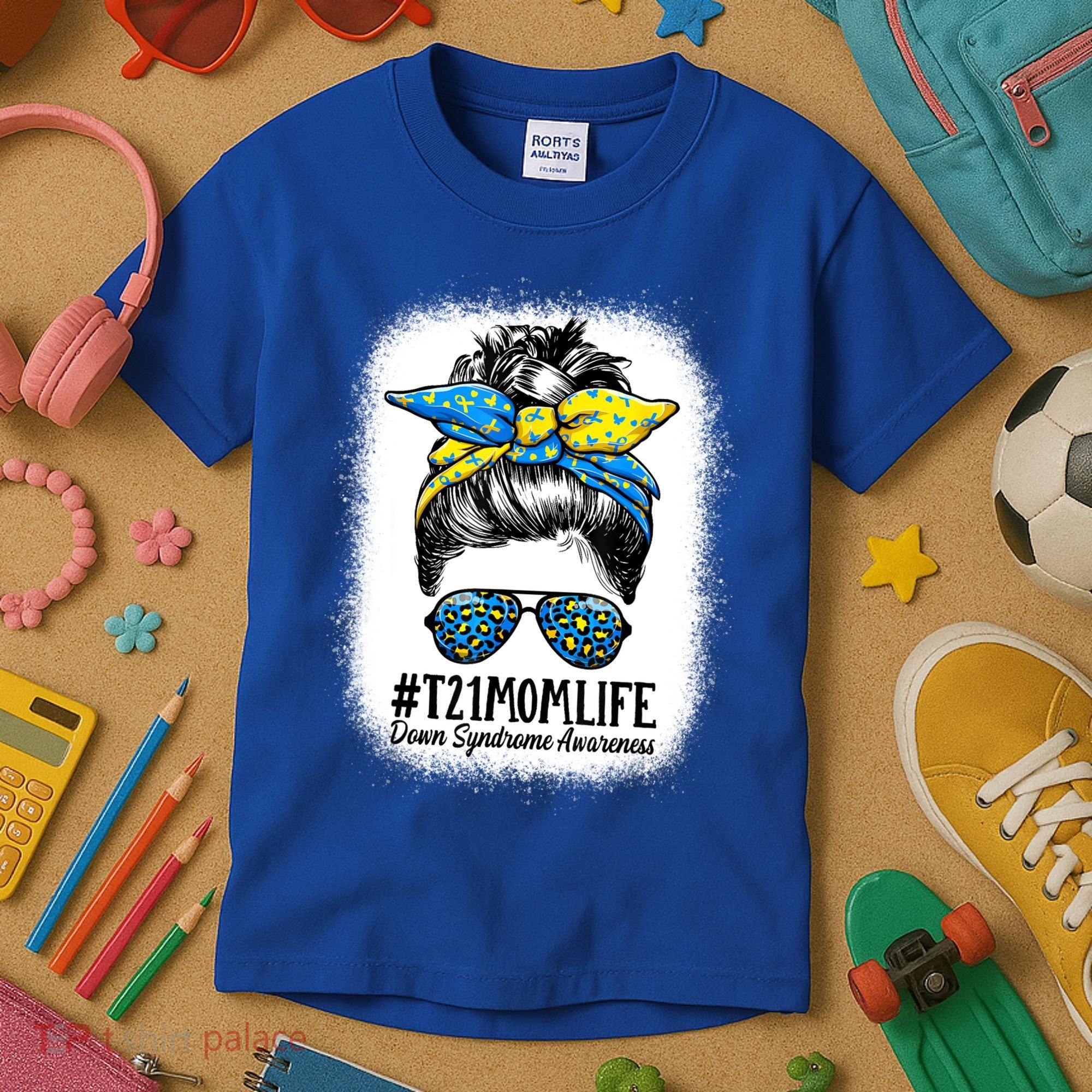 Down Syndrome Mom Life Messy Bun Down Syndrome Awareness Kids T-Shirt