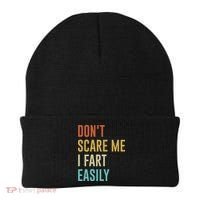 Dont Scare Me I Fart Easily Retro Funny Flatulence For Dads Beanie thumb 0