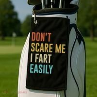 Dont Scare Me I Fart Easily Retro Funny Flatulence For Dads Golf Towel thumb 2