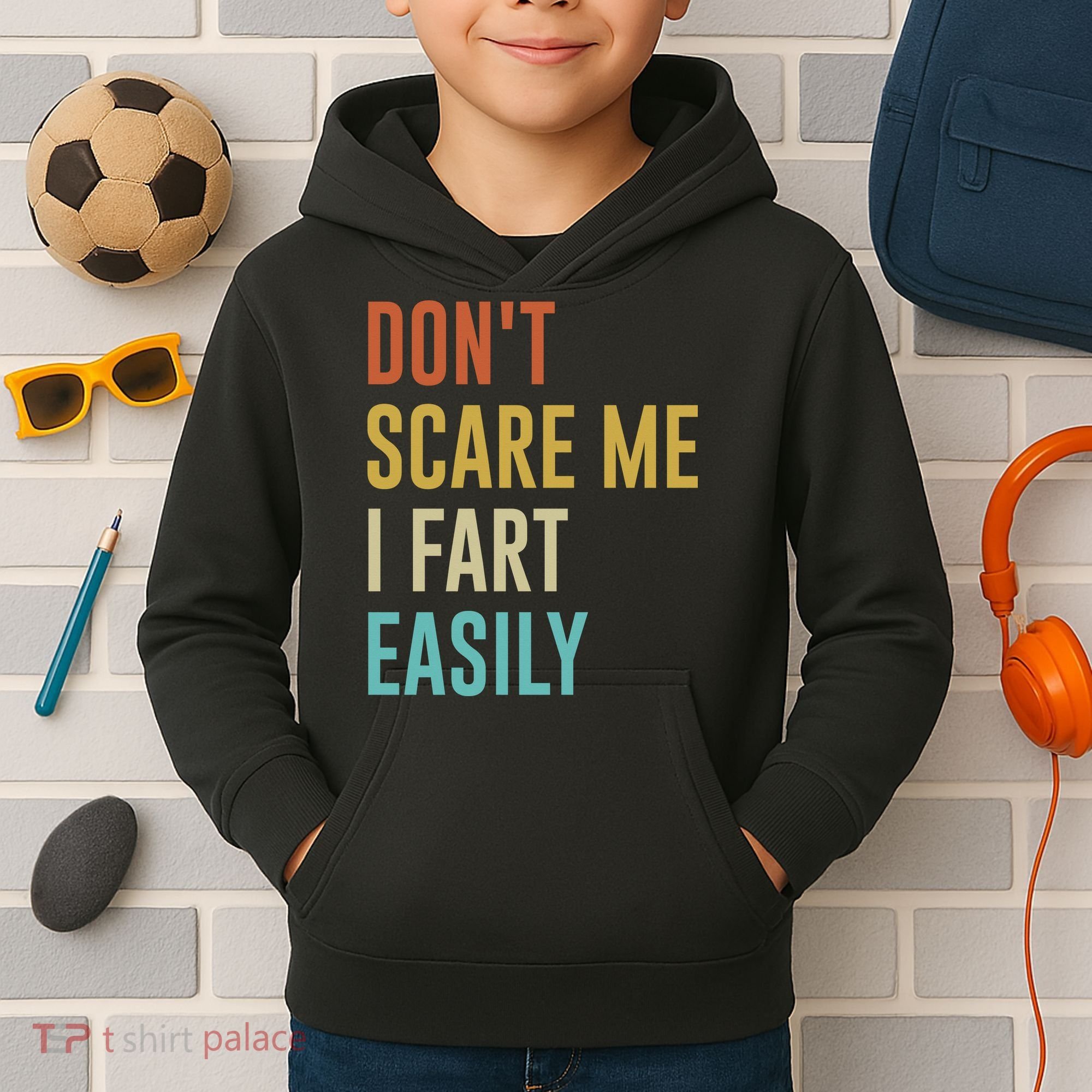 Dont Scare Me I Fart Easily Retro Funny Flatulence For Dads Kids Hoodie
