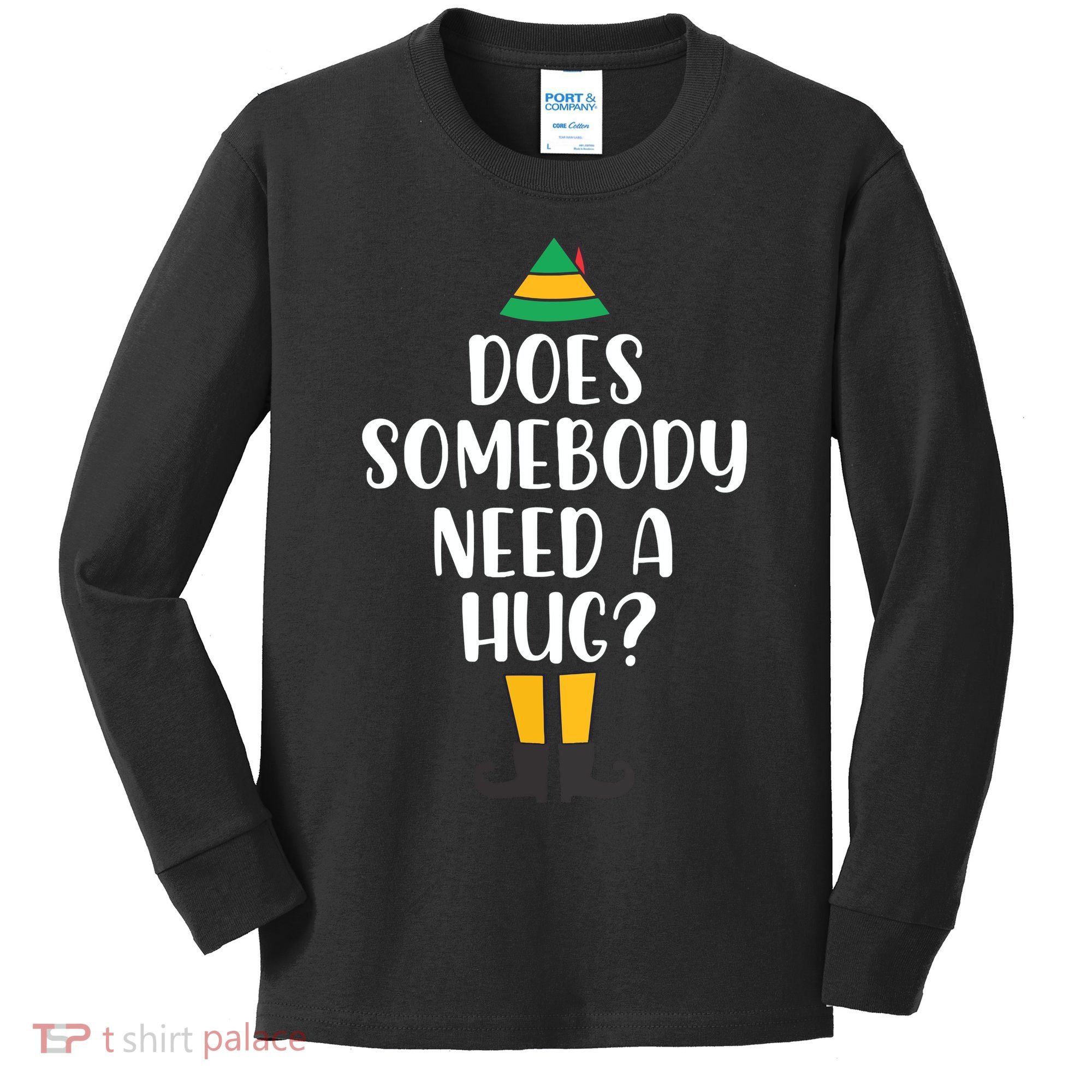Does Somebody Need A Hug Christmas Kids Long Sleeve Shirt