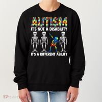 Dabbing Skeleton Not A Disability ASD Awareness Women's Sweatshirt thumb 0