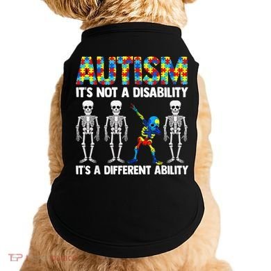 Dabbing Skeleton Not A Disability ASD Awareness Doggie Tank