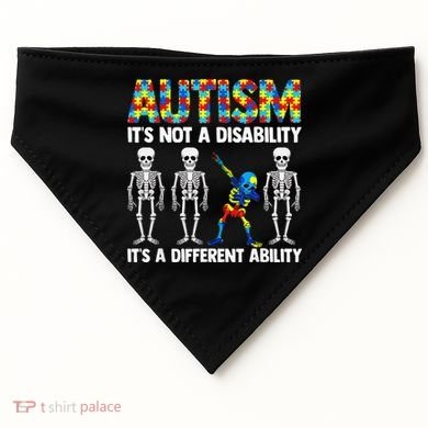 Dabbing Skeleton Not A Disability ASD Awareness USA-Made Doggie Bandana