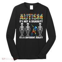 Dabbing Skeleton Not A Disability ASD Awareness Long Sleeve Shirt thumb 0