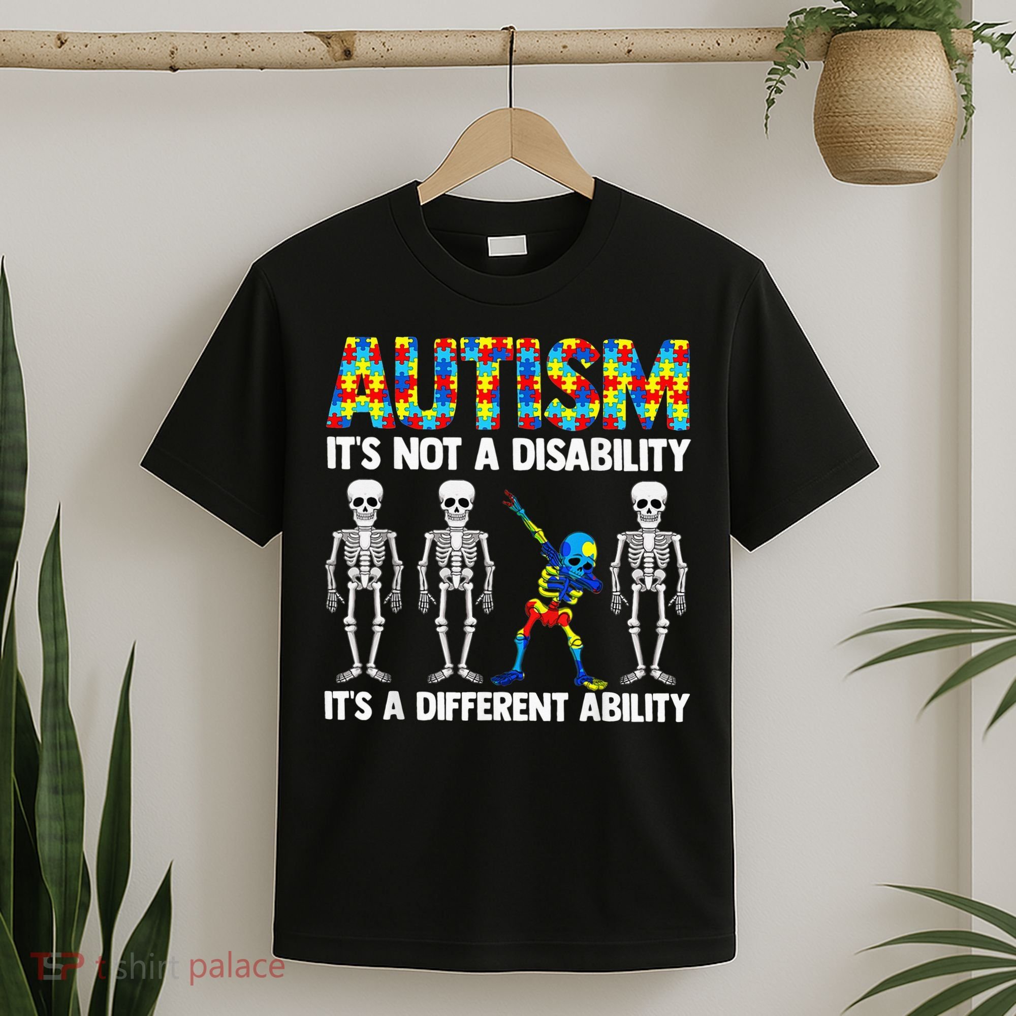 Dabbing Skeleton Not A Disability ASD Awareness T-Shirt