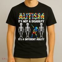 Dabbing Skeleton Not A Disability ASD Awareness T-Shirt thumb 3