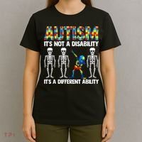 Dabbing Skeleton Not A Disability ASD Awareness T-Shirt thumb 4