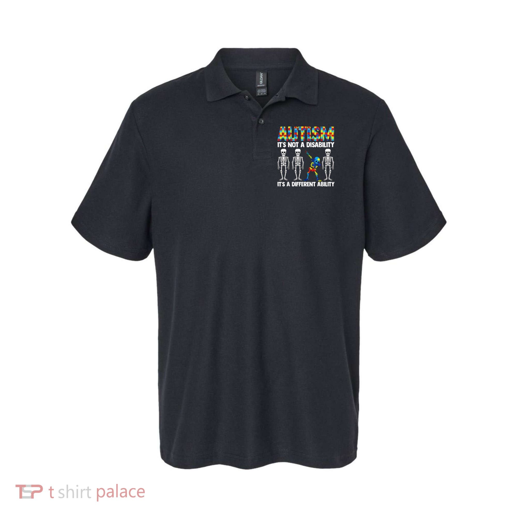 Dabbing Skeleton Not A Disability ASD Awareness Polo