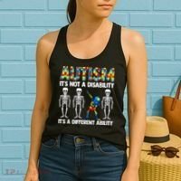 Dabbing Skeleton Not A Disability ASD Awareness Women's Tank Top thumb 2