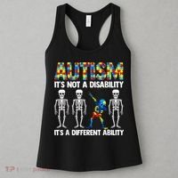 Dabbing Skeleton Not A Disability ASD Awareness Women's Tank Top thumb 3
