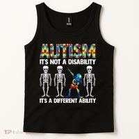 Dabbing Skeleton Not A Disability ASD Awareness Tank Top thumb 2