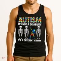 Dabbing Skeleton Not A Disability ASD Awareness Tank Top thumb 3