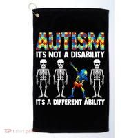 Dabbing Skeleton Not A Disability ASD Awareness Golf Towel thumb 0