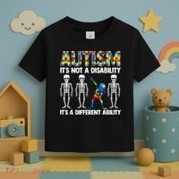 Dabbing Skeleton Not A Disability ASD Awareness Toddler T-Shirt thumb 3