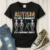 Dabbing Skeleton Not A Disability ASD Awareness Women's T-Shirt thumb 3