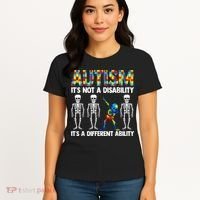 Dabbing Skeleton Not A Disability ASD Awareness Women's T-Shirt thumb 4