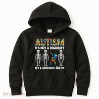 Dabbing Skeleton Not A Disability ASD Awareness Kids Hoodie thumb 0