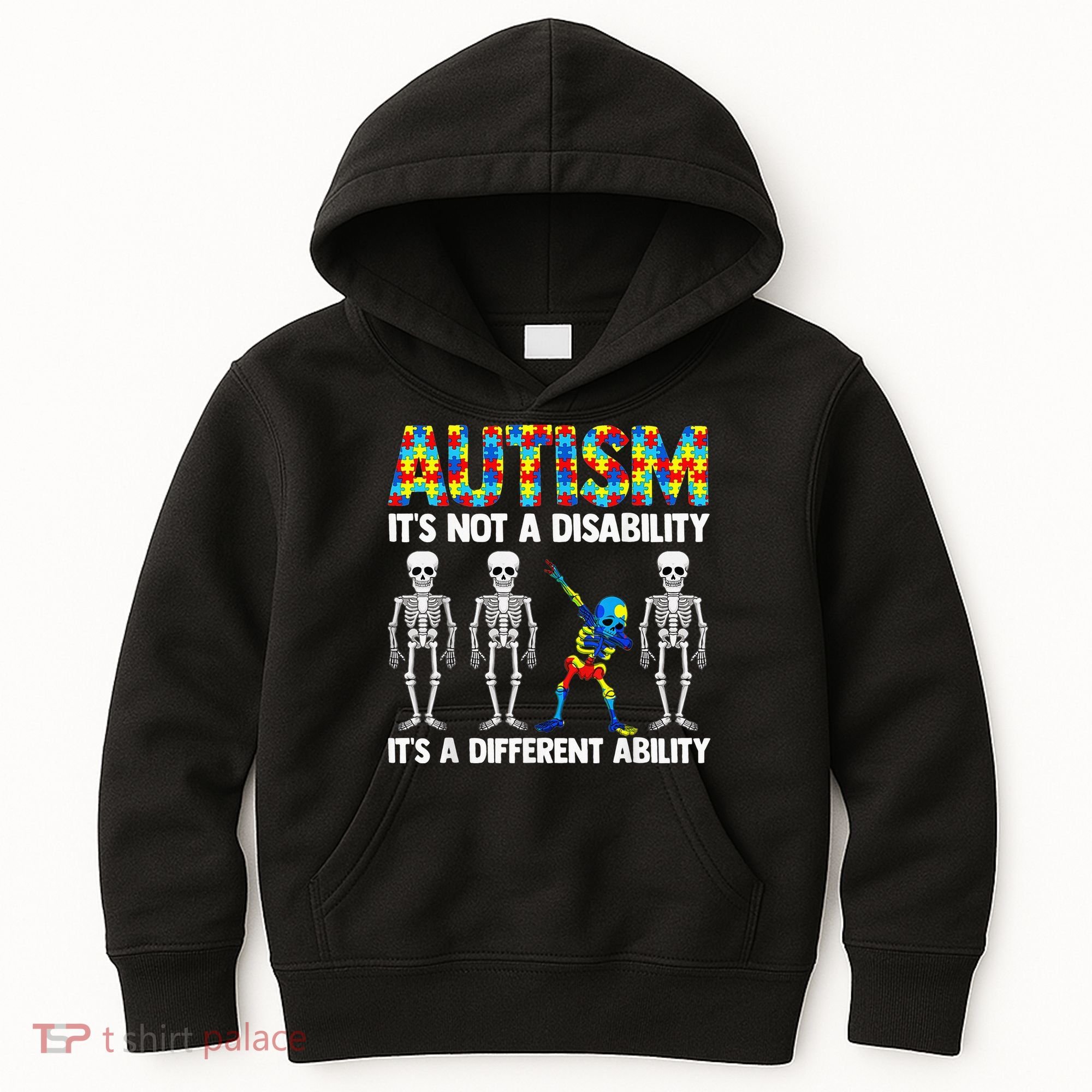 Dabbing Skeleton Not A Disability ASD Awareness Kids Hoodie