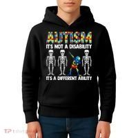 Dabbing Skeleton Not A Disability ASD Awareness Kids Hoodie thumb 4