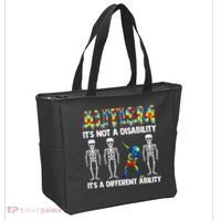 Dabbing Skeleton Not A Disability ASD Awareness Tote Bag thumb 2