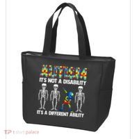 Dabbing Skeleton Not A Disability ASD Awareness Tote Bag thumb 3