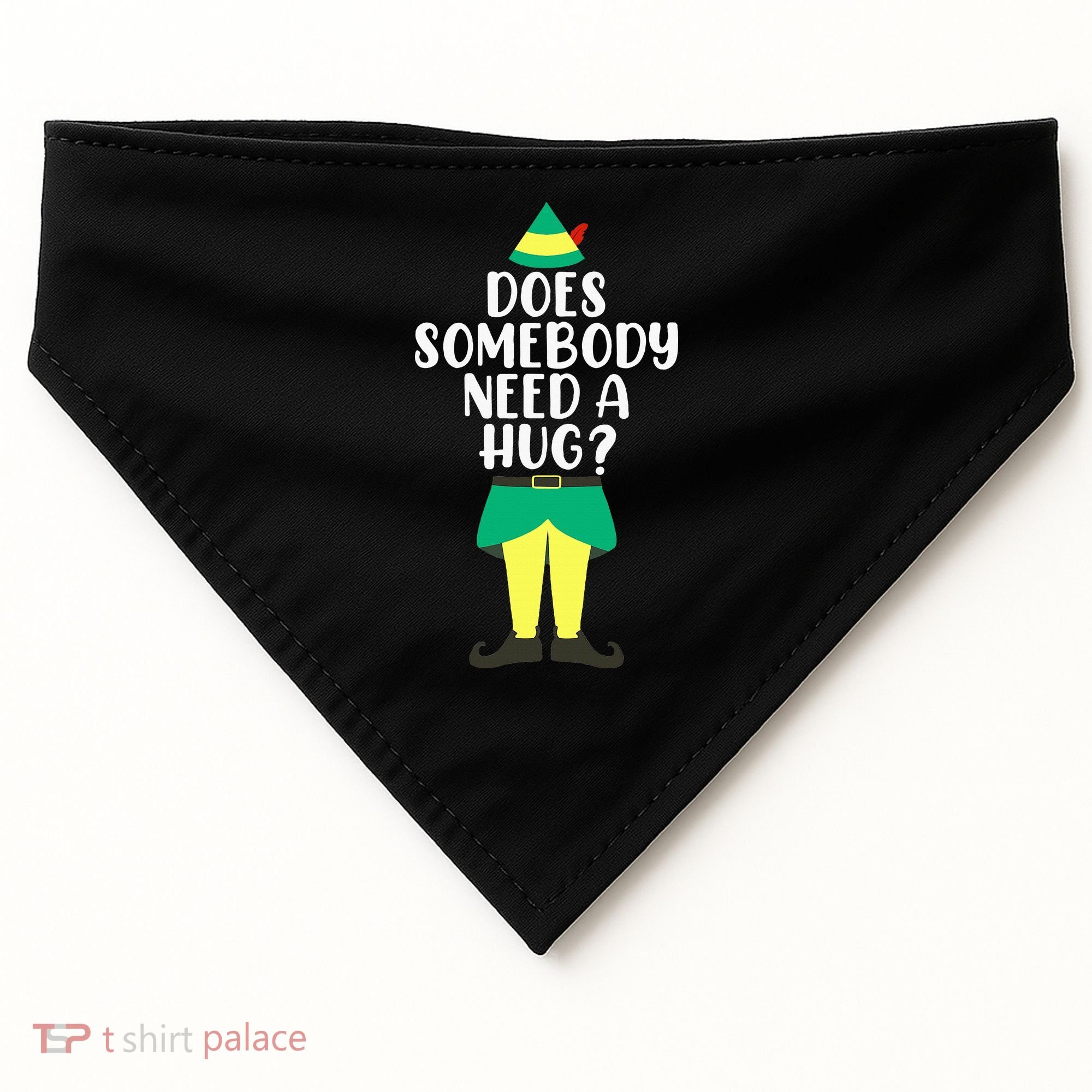 Does Somebody Need A Hug Christmas Elf Buddy Ugly Sweaters USA-Made Doggie Bandana