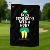 Does Somebody Need A Hug Christmas Elf Buddy Ugly Sweaters Golf Towel thumb 1