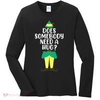 Does Somebody Need A Hug Christmas Elf Buddy Ugly Sweaters Women's Long Sleeve Shirt thumb 0