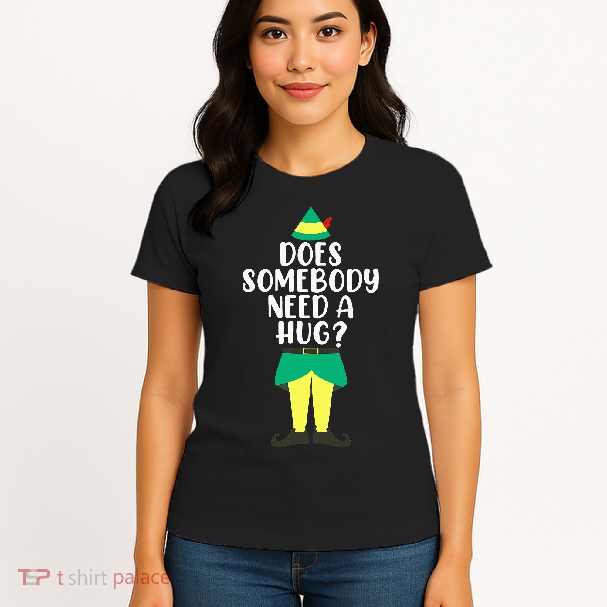 Does Somebody Need A Hug Christmas Elf Buddy Ugly Sweaters Women's T-Shirt